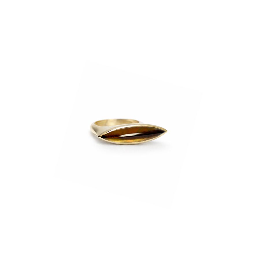 Anello in bronzo con navetta color cognac AURUM | AN1 NAV BROQRZ COGNAC